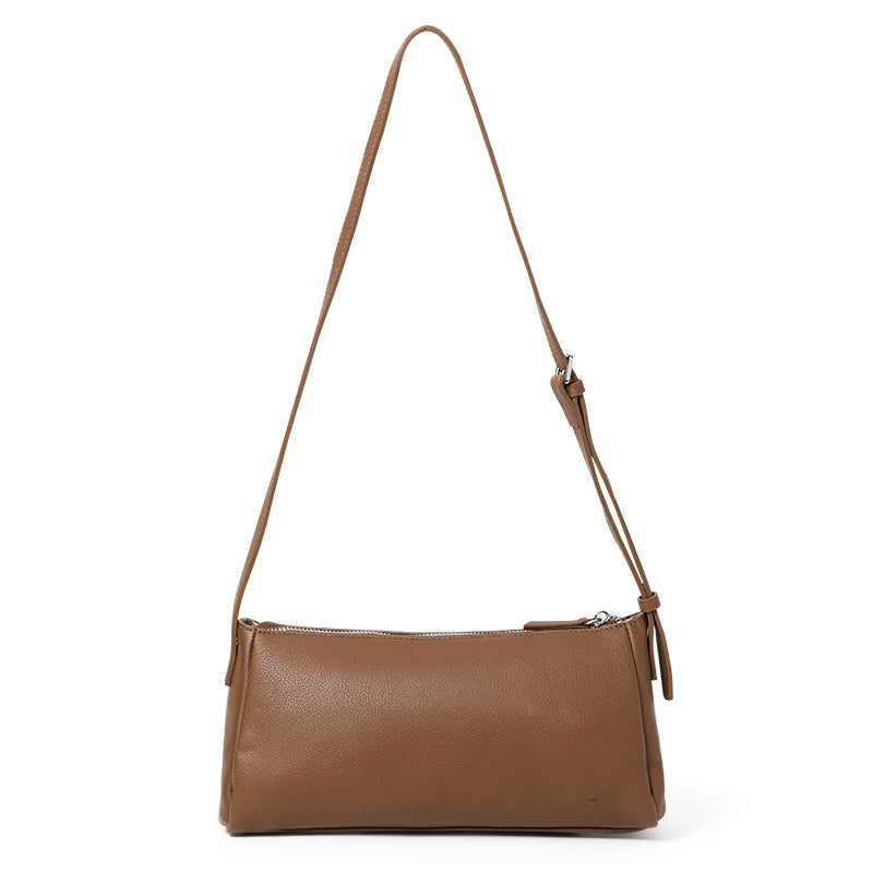Genuine Cowhide Textured Rectangle Shoulder Bag Women,Adjustable Leather Crossbody Strap Multi Pocket Lightweight Office Handbag