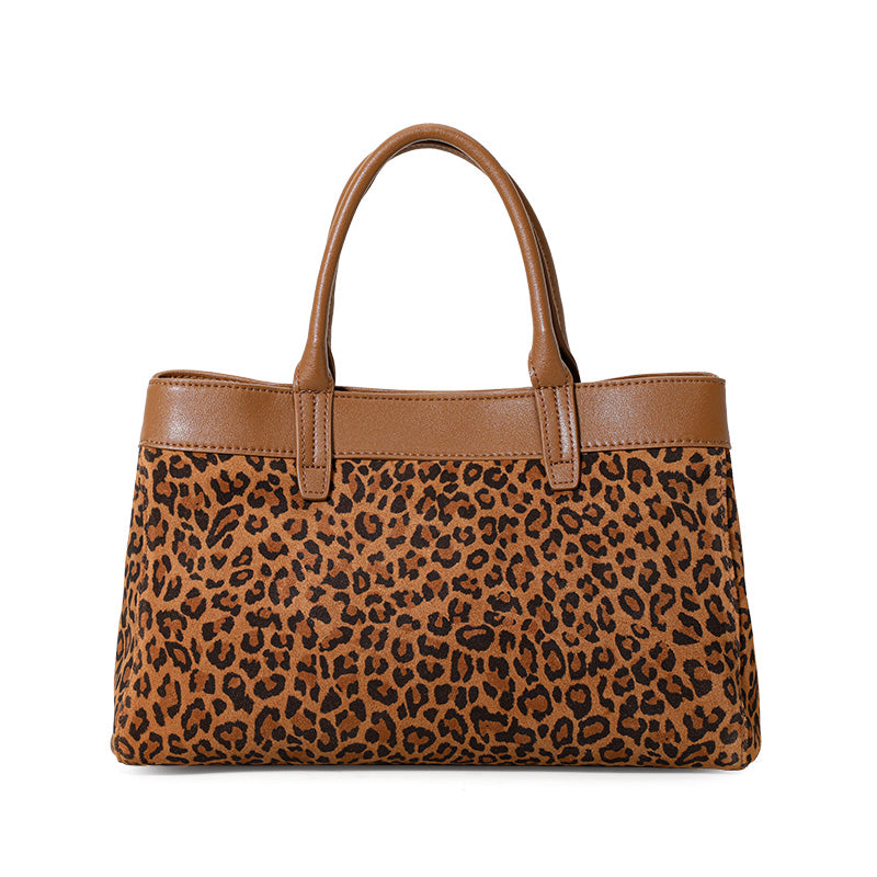 Genuine Cowhide Womens Tote Bag,Leopard Print Textured Handheld Purse,Detachable Shoulder Strap Large Capacity Commuter Handbag