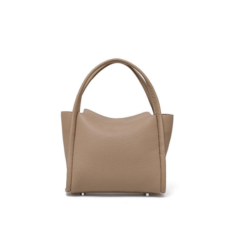 Genuine Cowhide Soft Pebbled Tote Purse,Detachable Adjustable Strap Multi Inner Pocket Elephant Grey Casual Travel Womens Structured Handbag
