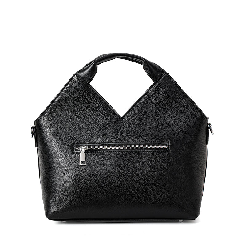 Genuine Cowhide Womens Handheld Tote Bag,Pebbled Diamond Woven Shoulder Purse,Black Large Capacity Business Commute Handbag