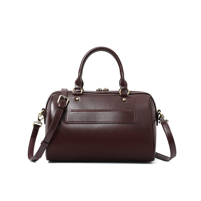 Genuine Cowhide Smooth Wax Womens Pillow Handbag,Detachable Adjustable Leather Shoulder Strap Multi Compartment Daily Crossbody Bag