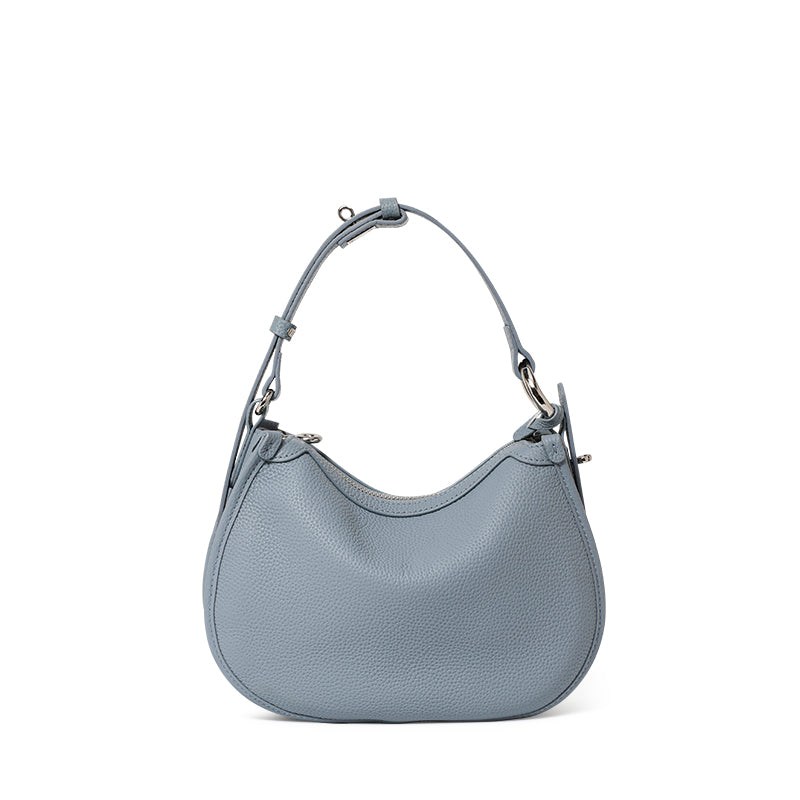Genuine Cowhide Grain Crescent Hobo Bag,Dual Adjustable Leather Straps Multi Compartment Womens Crossbody Shoulder Purse
