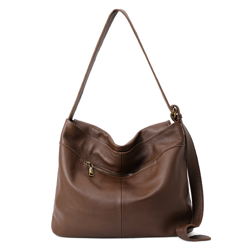 Genuine Cowhide Womens Flap Shoulder Tote,Pebbled Grain Large Capacity Hobo,Multi Compartment Crossbody Carry Bag