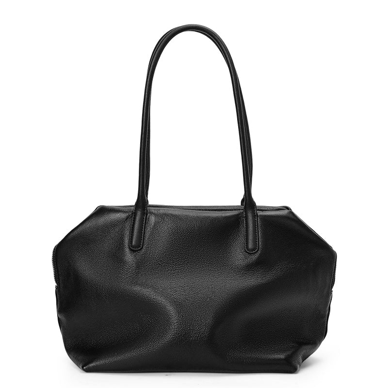 Genuine Cowhide Womens Handheld Tote,Pebbled Grain Large Capacity Shoulder Bag,Multi Compartment Daily Commute Handbag