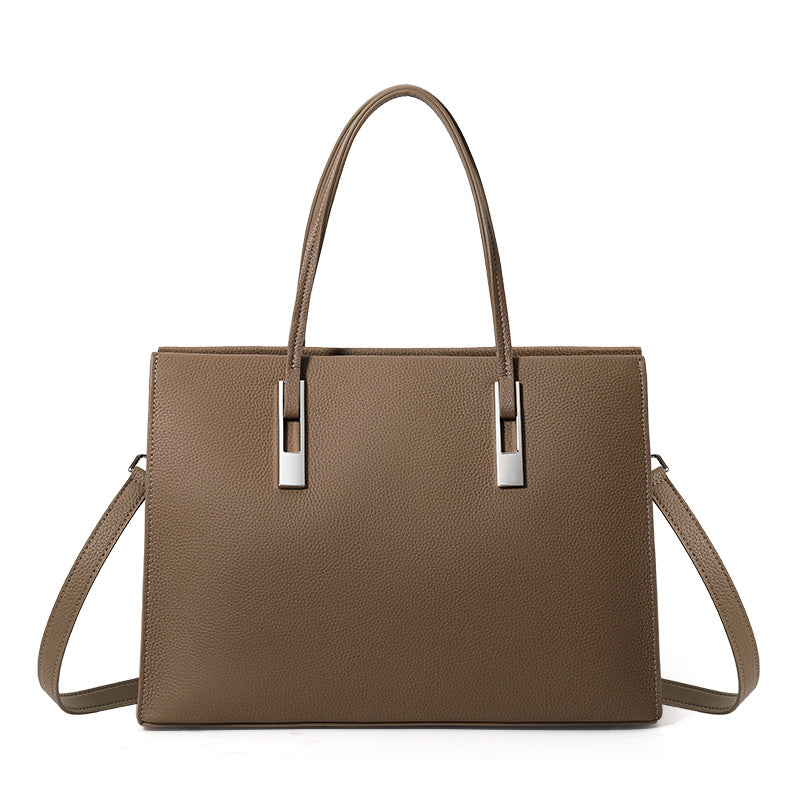 Genuine Cowhide,Pebble Grain,Square Business Tote Bag,Women Detachable Strap Bag,Hand Carry,Cross Shoulder Carry,Business Work,Daily Commute