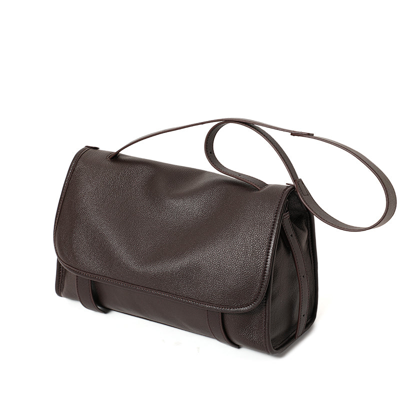 Top Layer Cowhide Women Shoulder Bag,Pebbled Flap Envelope Crossbody Messenger Bag Multi Pocket Adjustable Strap