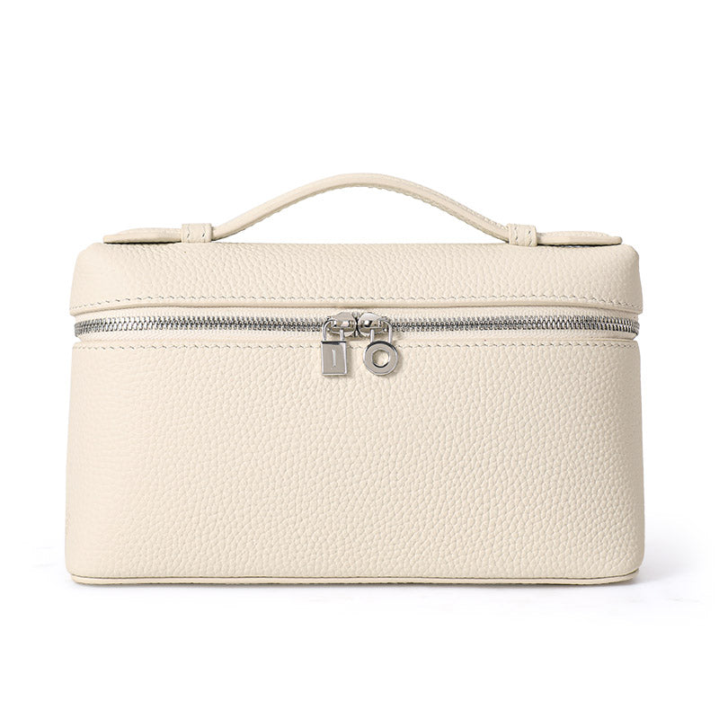 Genuine Cowhide Women Box Bag,Pebbled Grain Rectangular Mini Handbag Detachable Crossbody Strap Inner Pocket