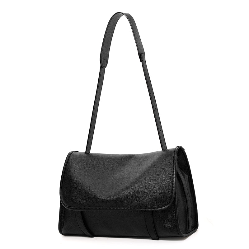Top Layer Cowhide Women Shoulder Bag,Pebbled Flap Envelope Crossbody Messenger Bag Multi Pocket Adjustable Strap