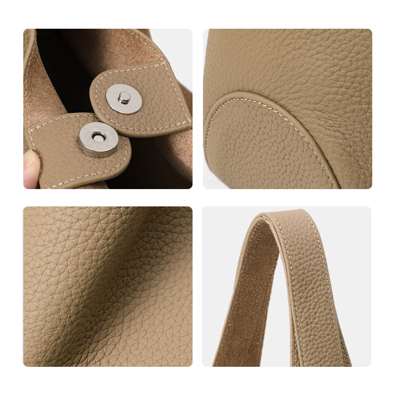 Genuine Cowhide Womens Hobo Tote Bag,Pebbled Grain Combo Shoulder Purse,Large Capacity Commute Mother Daughter Handbag