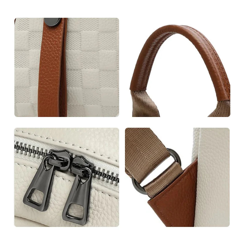 Genuine Cowhide New Women Backpack, Aidrani Fashion Leather Rucksack, Casual Shoulder Bag for Travel Work Daily Use