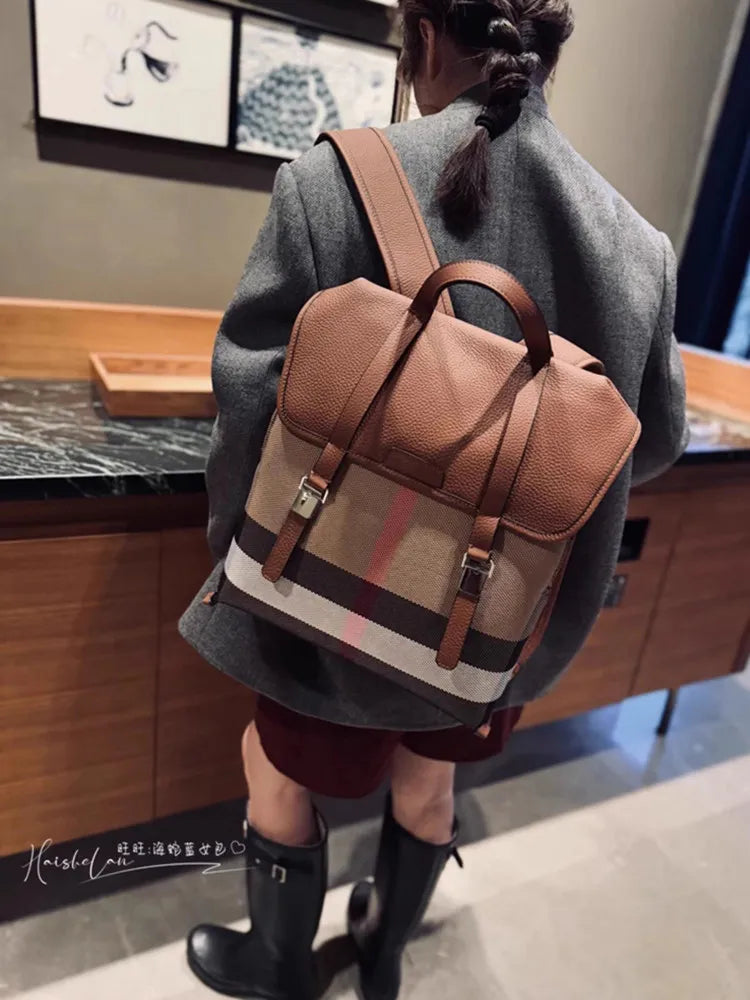 Genuine Cowhide New Women Backpack, Aidrani Fashion Leather Rucksack, Casual Shoulder Bag for Travel Work Daily Use