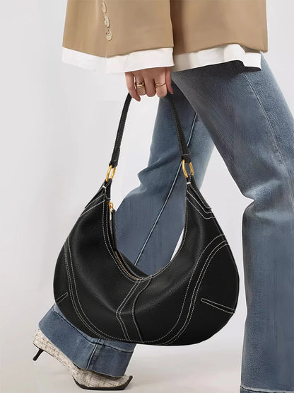 Aidrani 2026 New Style Leather Crescent Underarm Bag for Women, Large-Capacity Versatile Commuter Shoulder Bag for Mothers