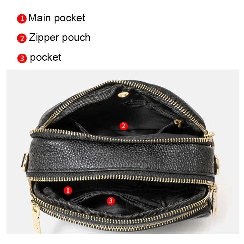 Aidrani Women's New Trendy Rose-Embossed Mom Bag - Top-Grain Leather (Genuine Leather), Double-Layer Shoulder & Crossbody Bag