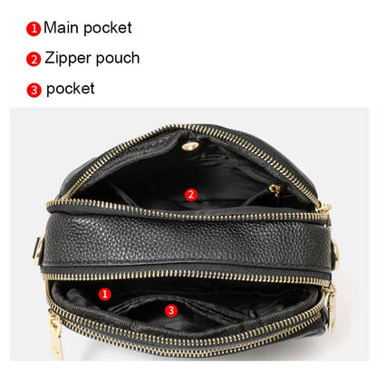 Aidrani Women's New Trendy Rose-Embossed Mom Bag - Top-Grain Leather (Genuine Leather), Double-Layer Shoulder & Crossbody Bag