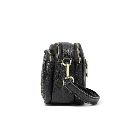Aidrani Women's New Trendy Rose-Embossed Mom Bag - Top-Grain Leather (Genuine Leather), Double-Layer Shoulder & Crossbody Bag