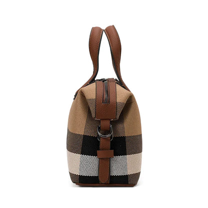 Aidrani 2026 New Checkered Ladies Handbag, Stylish Casual Large-Capacity Genuine Leather Tote Bag, Cowhide Trim Shoulder Bag