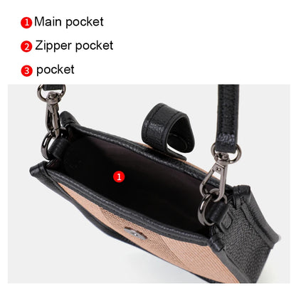 Aidrani Genuine Cowhide Women Small Sling Phone Bag, Plaid Fabric Crossbody Handbag, Lightweight Mini Shoulder Purse for Travel