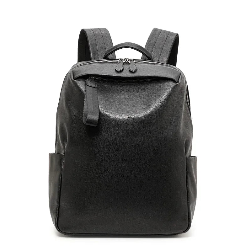 Aidrani First-Layer Cowhide Backpack Men's Large-Capacity Computer Bag Business Travel Leisure Travel Backpack