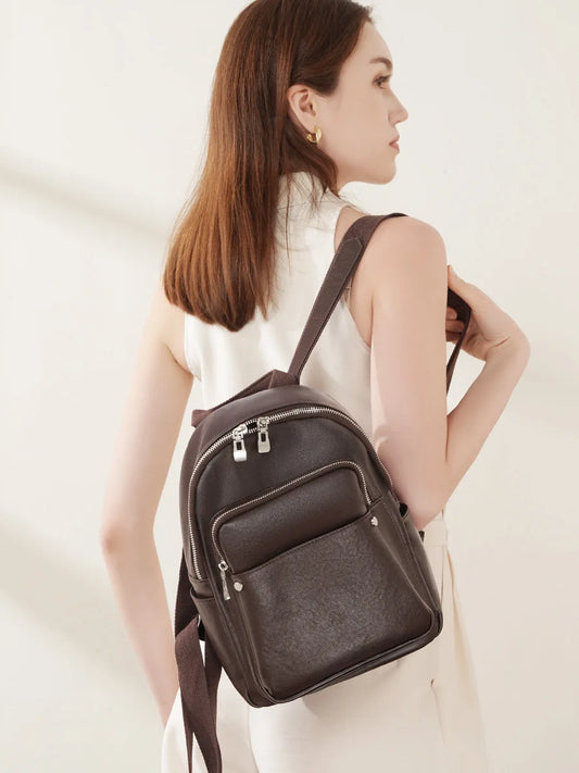 Genuine Cowhide New Women Backpack, Aidrani Fashion Leather Rucksack, Casual Shoulder Bag for Travel Work Daily Use