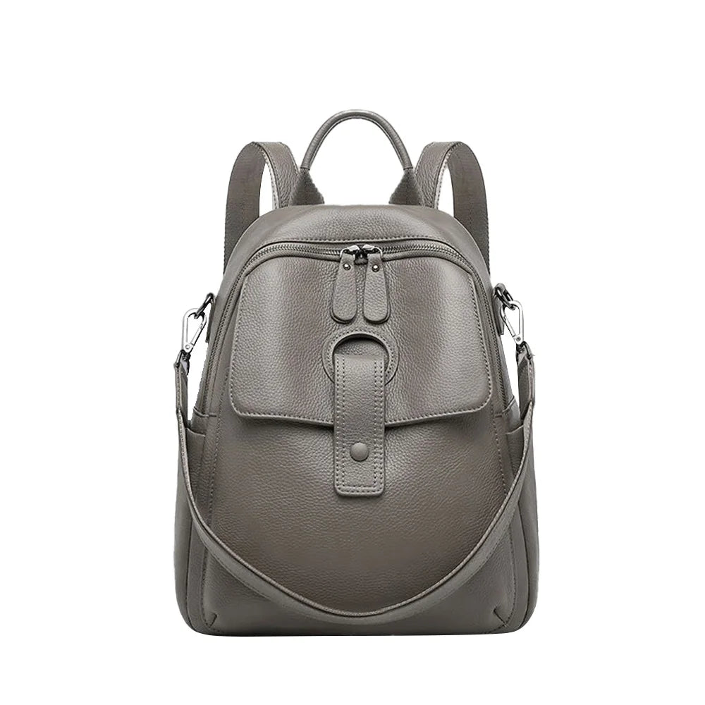 Genuine Cowhide New Women Backpack, Aidrani Fashion Leather Rucksack, Casual Shoulder Bag for Travel Work Daily Use
