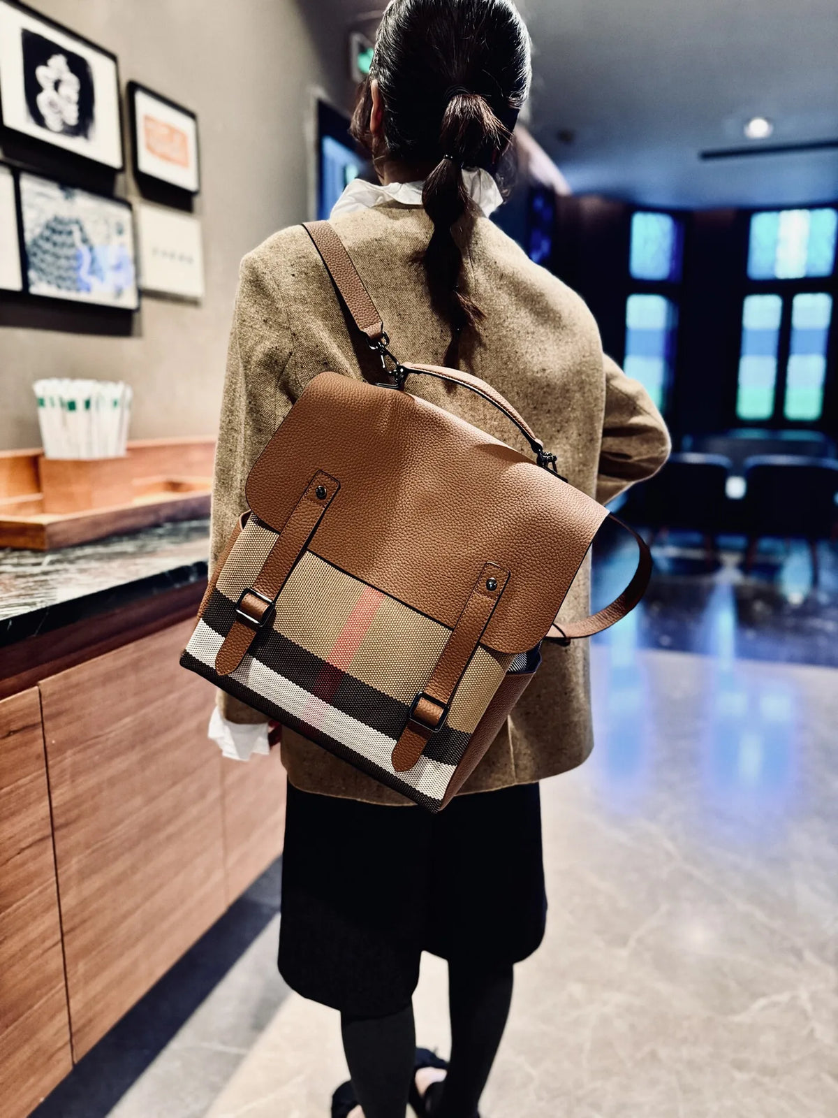 Genuine Cowhide New Women Backpack, Aidrani Fashion Leather Rucksack, Casual Shoulder Bag for Travel Work Daily Use