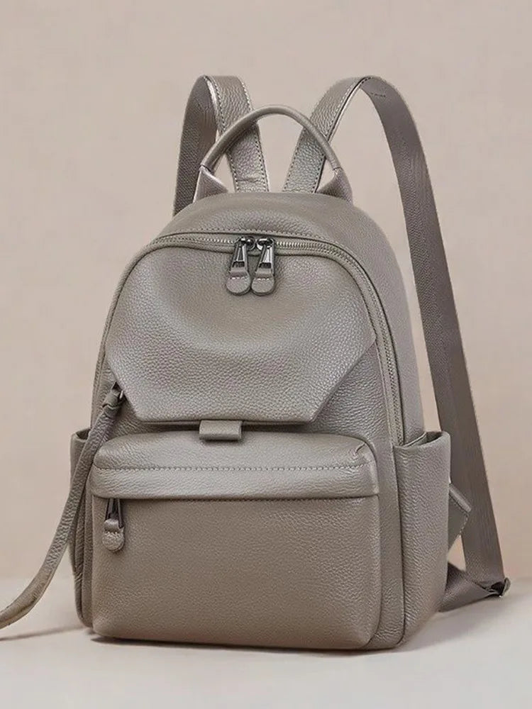 Genuine Cowhide New Women Backpack, Aidrani Fashion Leather Rucksack, Casual Shoulder Bag for Travel Work Daily Use