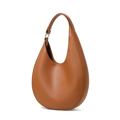 Aidrani Niche Design Crescent Bag for Ladies, Semicircular Genuine Leather Underarm Handbag, Single Shoulder Crossbody Tote Bag