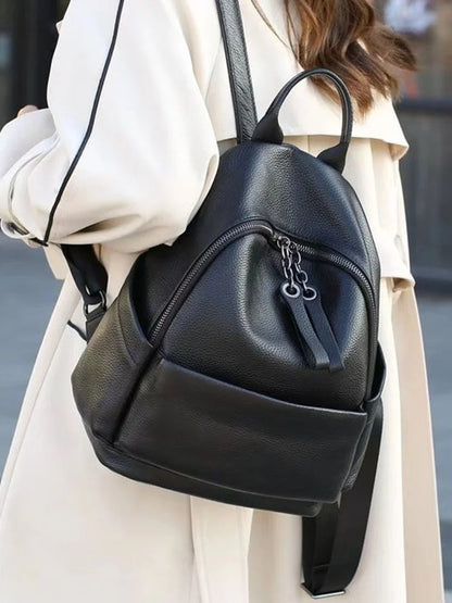 Genuine Cowhide New Travel Backpack, Aidrani Women Leather Rucksack, Casual Shoulder Bag for Work Daily Use