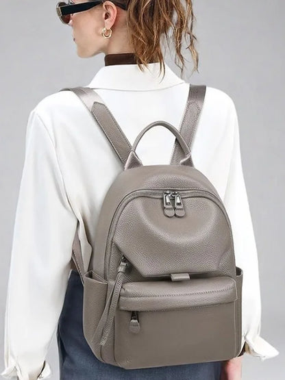 Genuine Cowhide New Women Backpack, Aidrani Fashion Leather Rucksack, Casual Shoulder Bag for Travel Work Daily Use