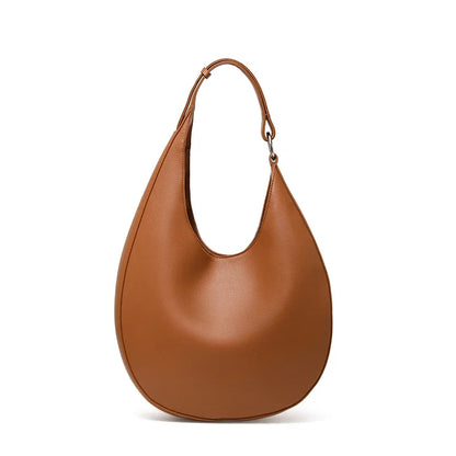 Aidrani Niche Design Crescent Bag for Ladies, Semicircular Genuine Leather Underarm Handbag, Single Shoulder Crossbody Tote Bag
