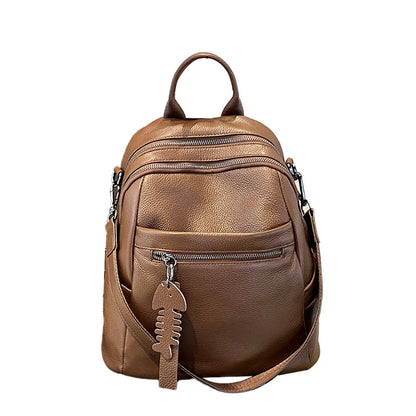 Genuine Cowhide New Casual Backpack, Aidrani Women Leather Rucksack, Fashion Shoulder Bag for Travel Work Daily Use