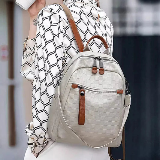 Genuine Cowhide New Women Backpack, Aidrani Fashion Leather Rucksack, Casual Shoulder Bag for Travel Work Daily Use