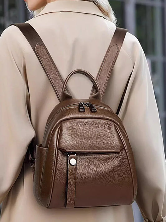 Genuine Cowhide New Women Backpack, Aidrani Fashion Leather Rucksack, Casual Shoulder Bag for Travel Work Daily Use