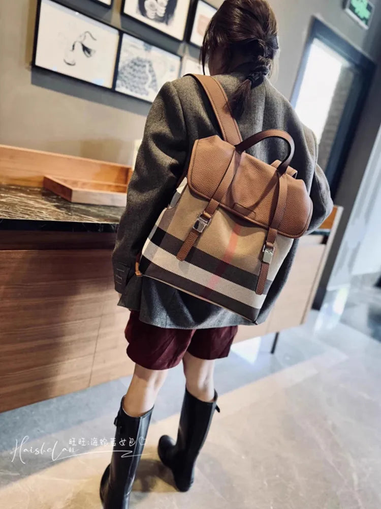Genuine Cowhide New Women Backpack, Aidrani Fashion Leather Rucksack, Casual Shoulder Bag for Travel Work Daily Use