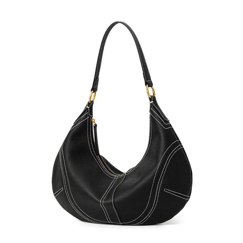 Aidrani 2026 New Style Leather Crescent Underarm Bag for Women, Large-Capacity Versatile Commuter Shoulder Bag for Mothers