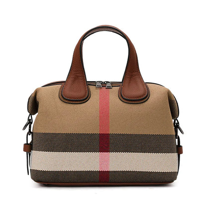 Aidrani 2026 New Checkered Ladies Handbag, Stylish Casual Large-Capacity Genuine Leather Tote Bag, Cowhide Trim Shoulder Bag