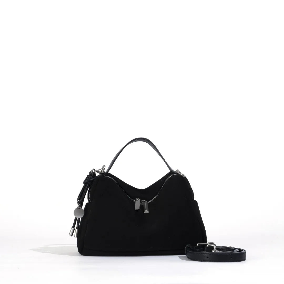 Suede Matte Leather Top Handle Crossbody Bag, Aidrani Retro Mini Handbag, Women Purse with Detachable Strap for Daily Use
