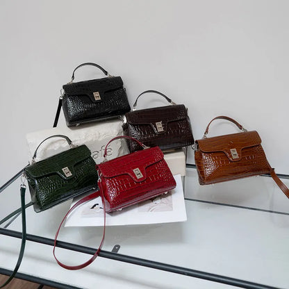 Aidrani Women Crocodile Print Handbag, Genuine Cowhide Top Handle Bag, Designer Crossbody Purse for Work Party Daily Use