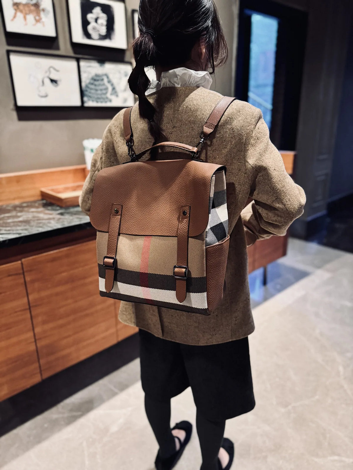 Genuine Cowhide New Women Backpack, Aidrani Fashion Leather Rucksack, Casual Shoulder Bag for Travel Work Daily Use