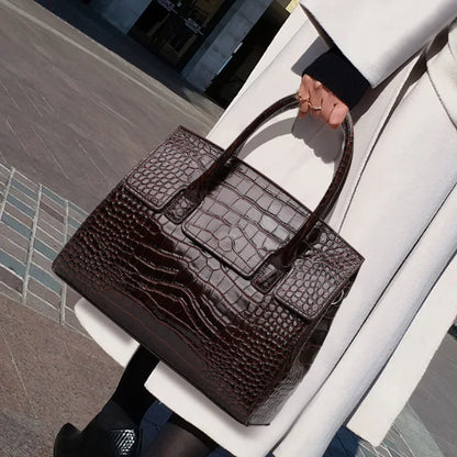 Aidrani 2026 New Style Genuine Leather Bag for Women, Large Capacity Commuter Bag, Crocodile Pattern Shoulder & Handbag