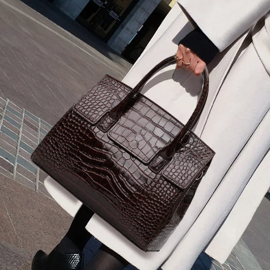 Aidrani 2026 New Style Genuine Leather Bag for Women, Large Capacity Commuter Bag, Crocodile Pattern Shoulder & Handbag