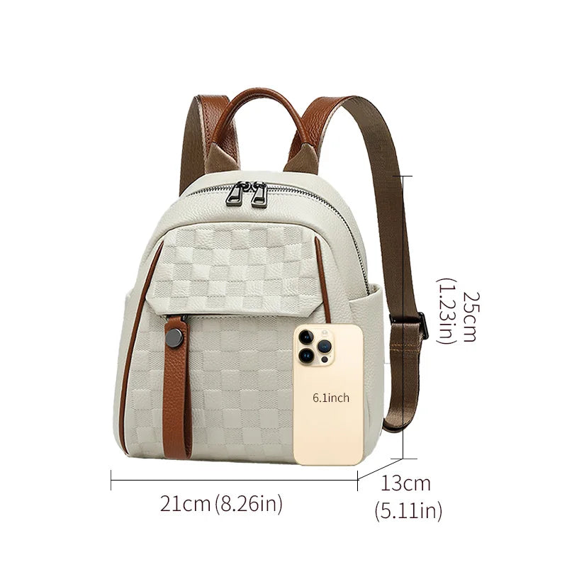 Genuine Cowhide New Women Backpack, Aidrani Fashion Leather Rucksack, Casual Shoulder Bag for Travel Work Daily Use