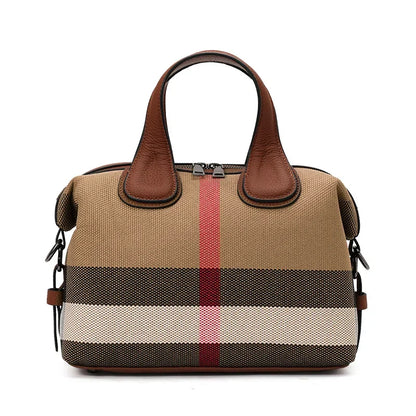 Aidrani 2026 New Checkered Ladies Handbag, Stylish Casual Large-Capacity Genuine Leather Tote Bag, Cowhide Trim Shoulder Bag