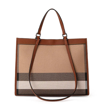 Aidrani 2026 New High-End Ladies Tote Bag, Color-Block Plaid Large-Capacity Handbag, Versatile Mommy Shoulder Bag