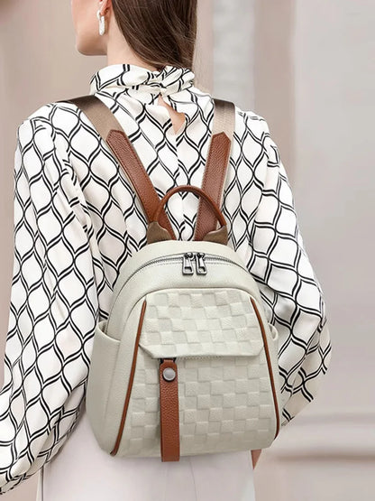 Genuine Cowhide New Women Backpack, Aidrani Fashion Leather Rucksack, Casual Shoulder Bag for Travel Work Daily Use