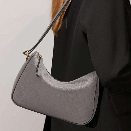 Aidrani Genuine Cowhide Pebble Grain Hobo Bag Adjustable Strap Multi Pocket Ladies Shoulder Crossbody Bag Daily Work Travel