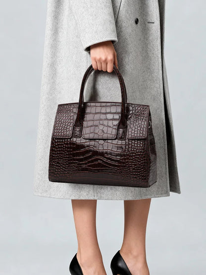 Aidrani 2026 New Style Genuine Leather Bag for Women, Large Capacity Commuter Bag, Crocodile Pattern Shoulder & Handbag