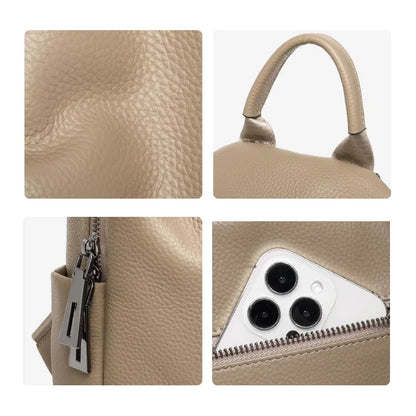 Genuine Cowhide New Women Backpack, Aidrani Fashion Leather Rucksack, Casual Shoulder Bag for Travel Work Daily Use