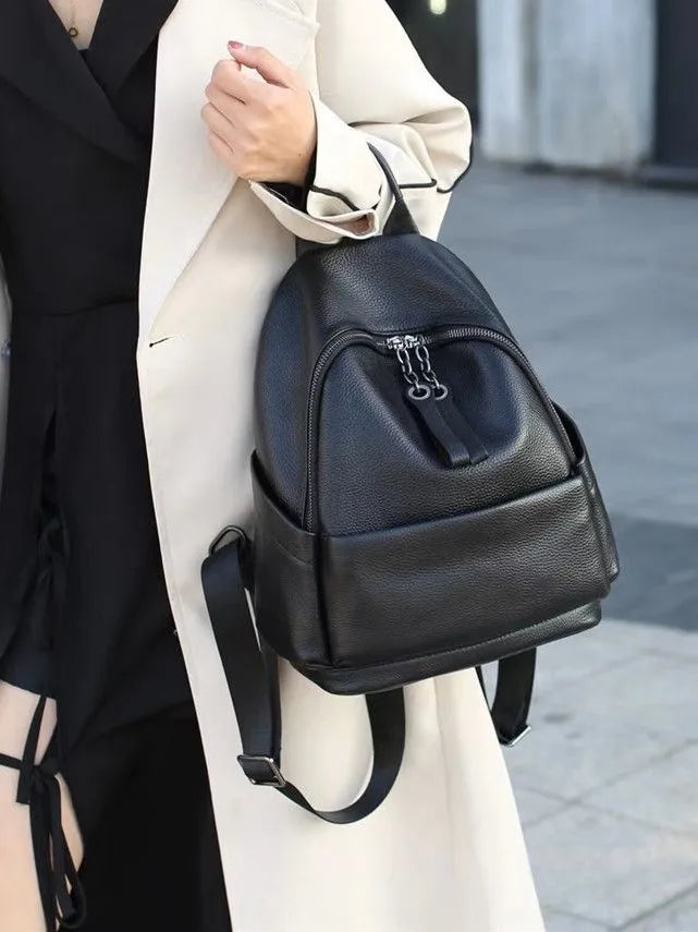 Genuine Cowhide New Travel Backpack, Aidrani Women Leather Rucksack, Casual Shoulder Bag for Work Daily Use