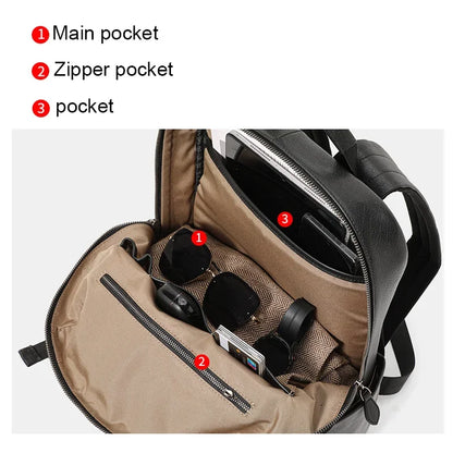 Aidrani First-Layer Cowhide Backpack Men's Large-Capacity Computer Bag Business Travel Leisure Travel Backpack